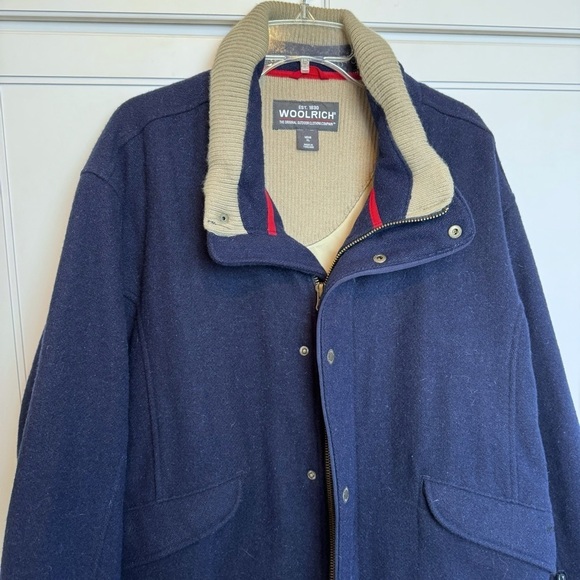 Woolrich Vintage Men’s Wool Navy Blue Bomber Jacket XLarge Warm Winter Coat - Picture 14 of 16
